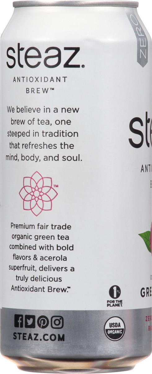 slide 4 of 9, Steaz Zero Raspberry Flavored Green Tea - 16 fl oz, 16 fl oz