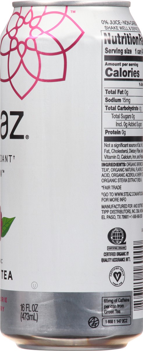 slide 5 of 9, Steaz Zero Raspberry Flavored Green Tea - 16 fl oz, 16 fl oz