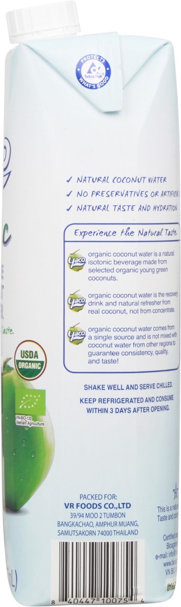 slide 9 of 13, Yaco Organic 100% Pure Coconut Water, 33.8 oz