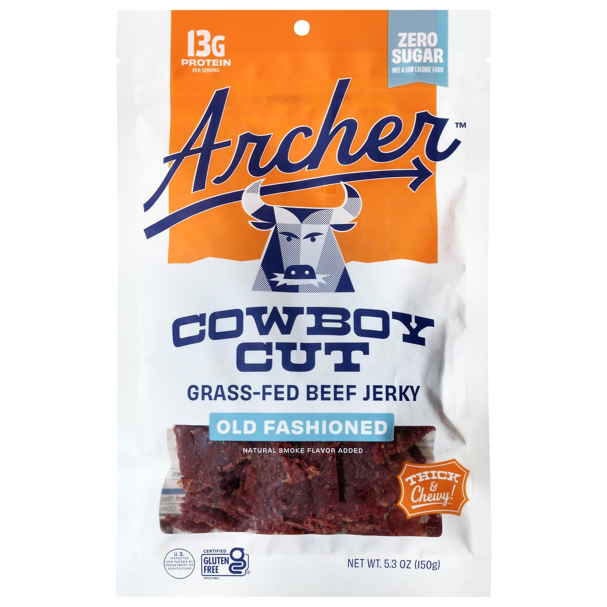 slide 1 of 4, Country Archer Grass-Fed Zero Sugar Classic Beef Jerky 5.3 oz, 5.3 oz