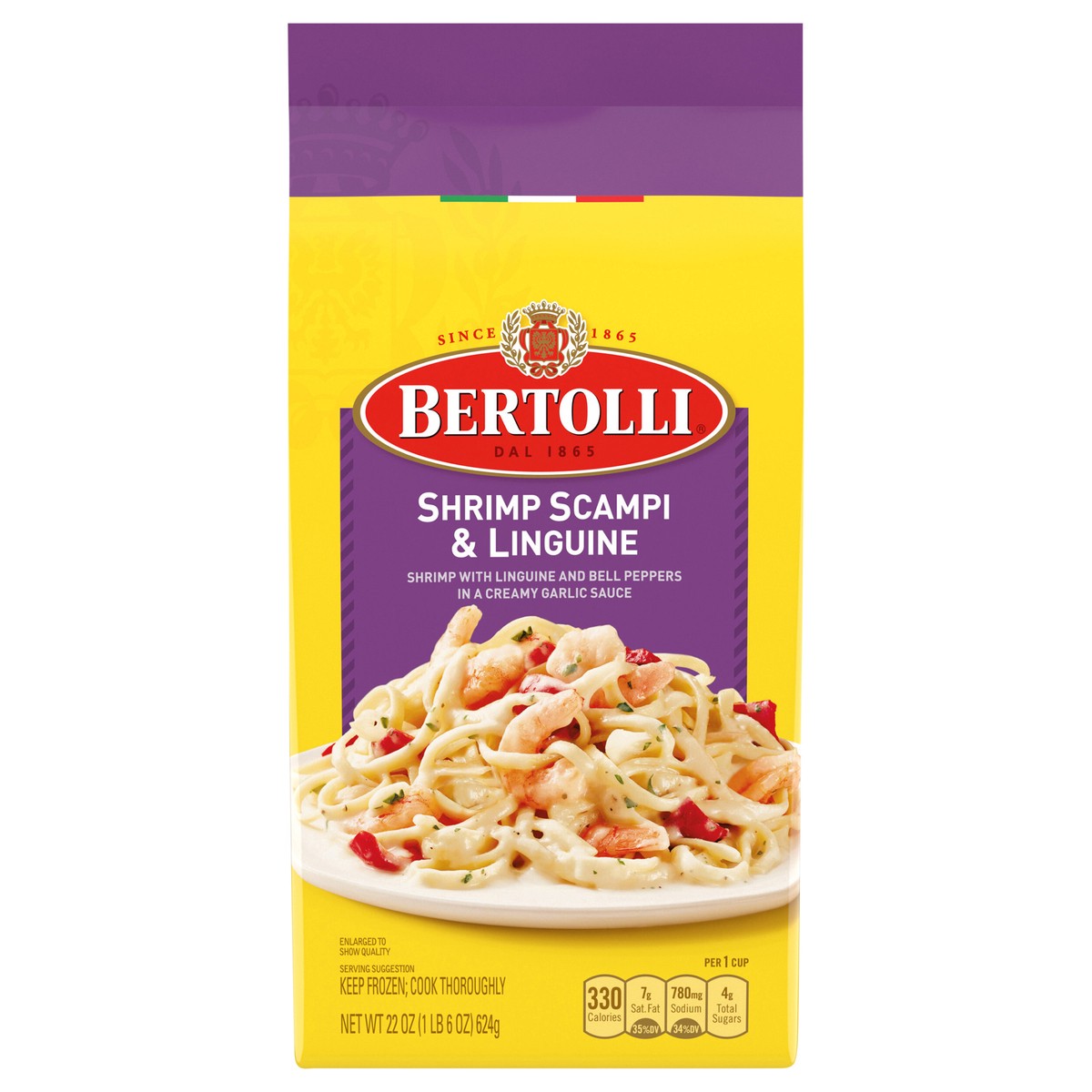 slide 1 of 8, Bertolli Shrimp Scampi & Linguine Frozen Meals With Bell Peppers in a Creamy Garlic Sauce, 22 oz., 22 oz