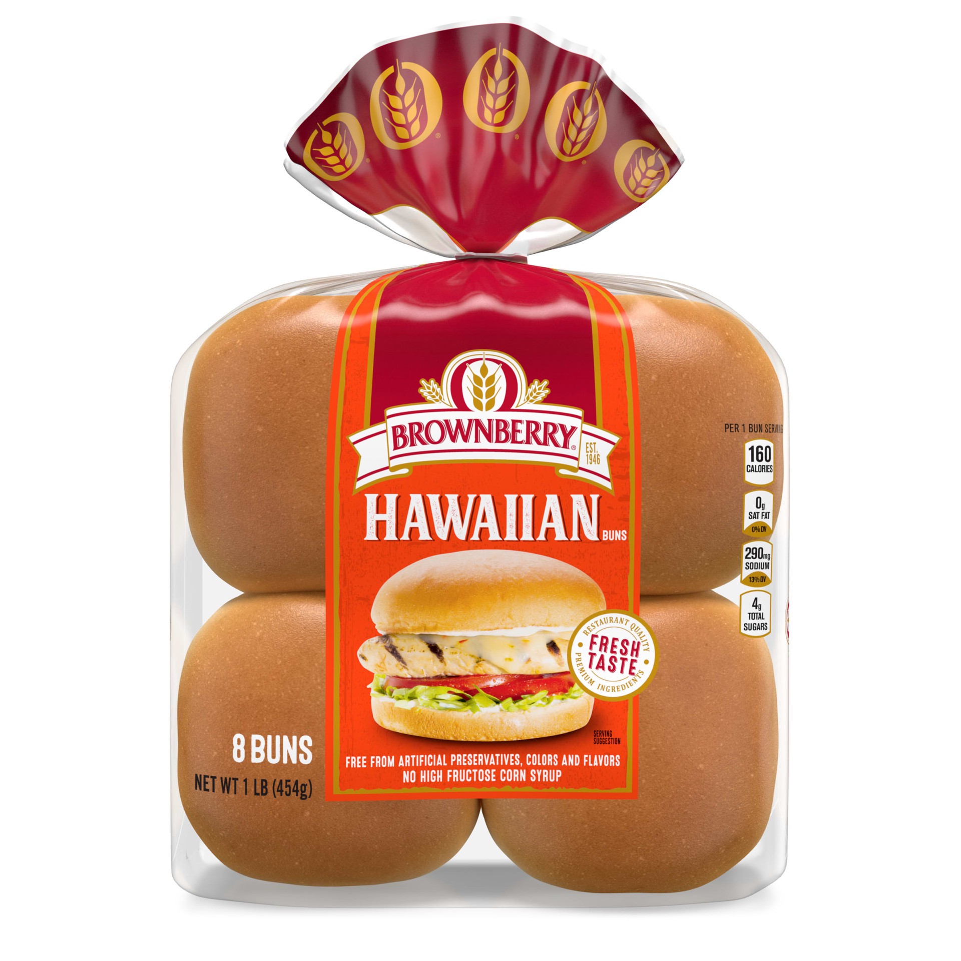 slide 1 of 7, Brownberry Hawaiian Buns, 8 count, Soft Sweet Hawaiian Bread, 16 oz Bag, 18 oz