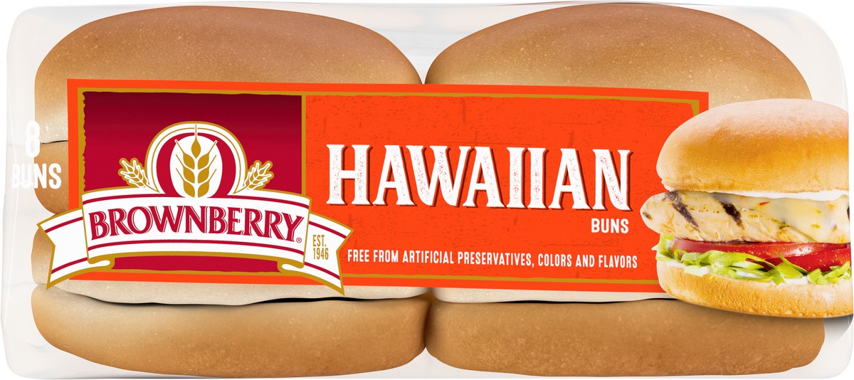 slide 5 of 7, Brownberry Hawaiian Buns, 8 count, Soft Sweet Hawaiian Bread, 16 oz Bag, 18 oz