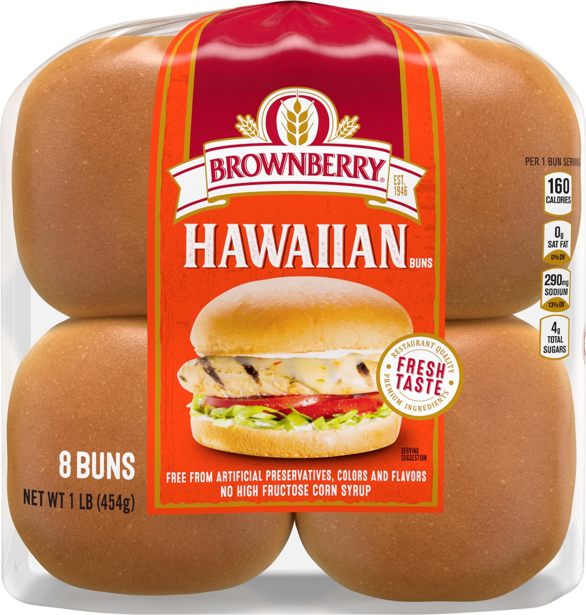 slide 7 of 7, Brownberry Hawaiian Buns, 8 count, Soft Sweet Hawaiian Bread, 16 oz Bag, 18 oz