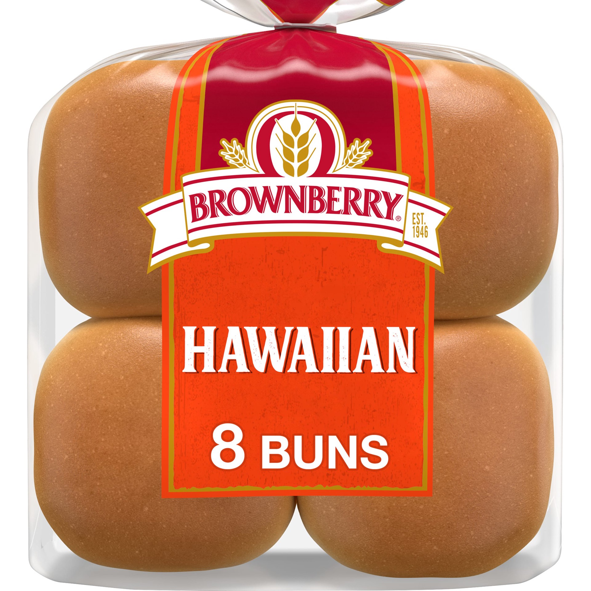 slide 1 of 7, Brownberry Hawaiian Buns, 8 count, Sweet Hamburger Buns, 16 oz Bag, 18 oz