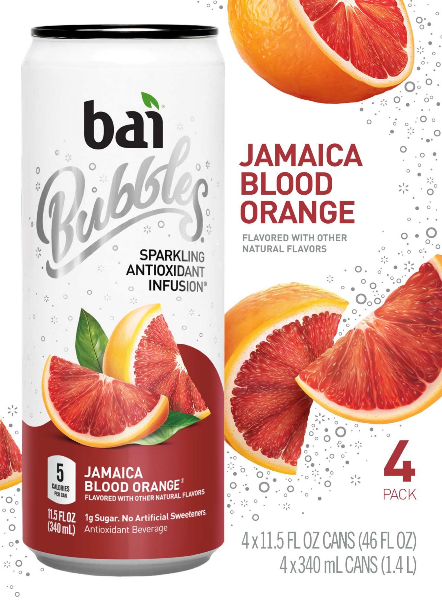 Bai Bubbles, Sparkling Water, Jamaica Blood Orange, Antioxidant