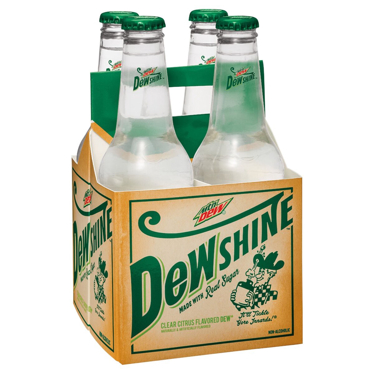 slide 6 of 7, Mountain Dew Dewshine Soda Clear Citrus 12 Fl Oz Glass Bottle 4 Count, 48 oz