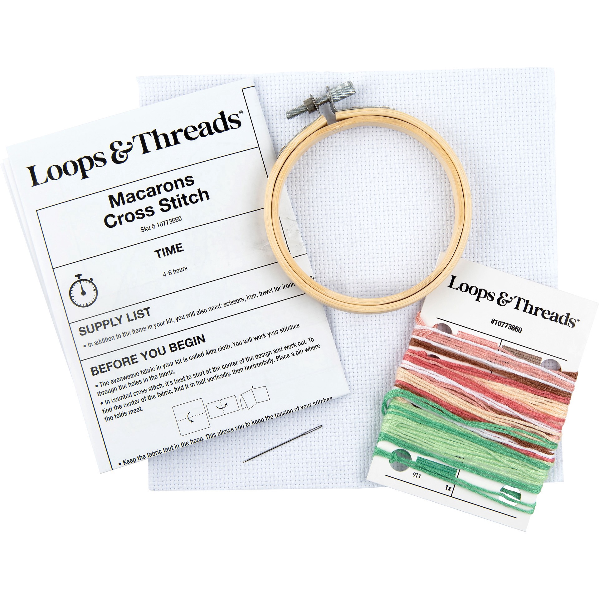 slide 2 of 4, 3.5" Macarons Counted Cross Stitch Kit By Loops & Threads, 3.5 in