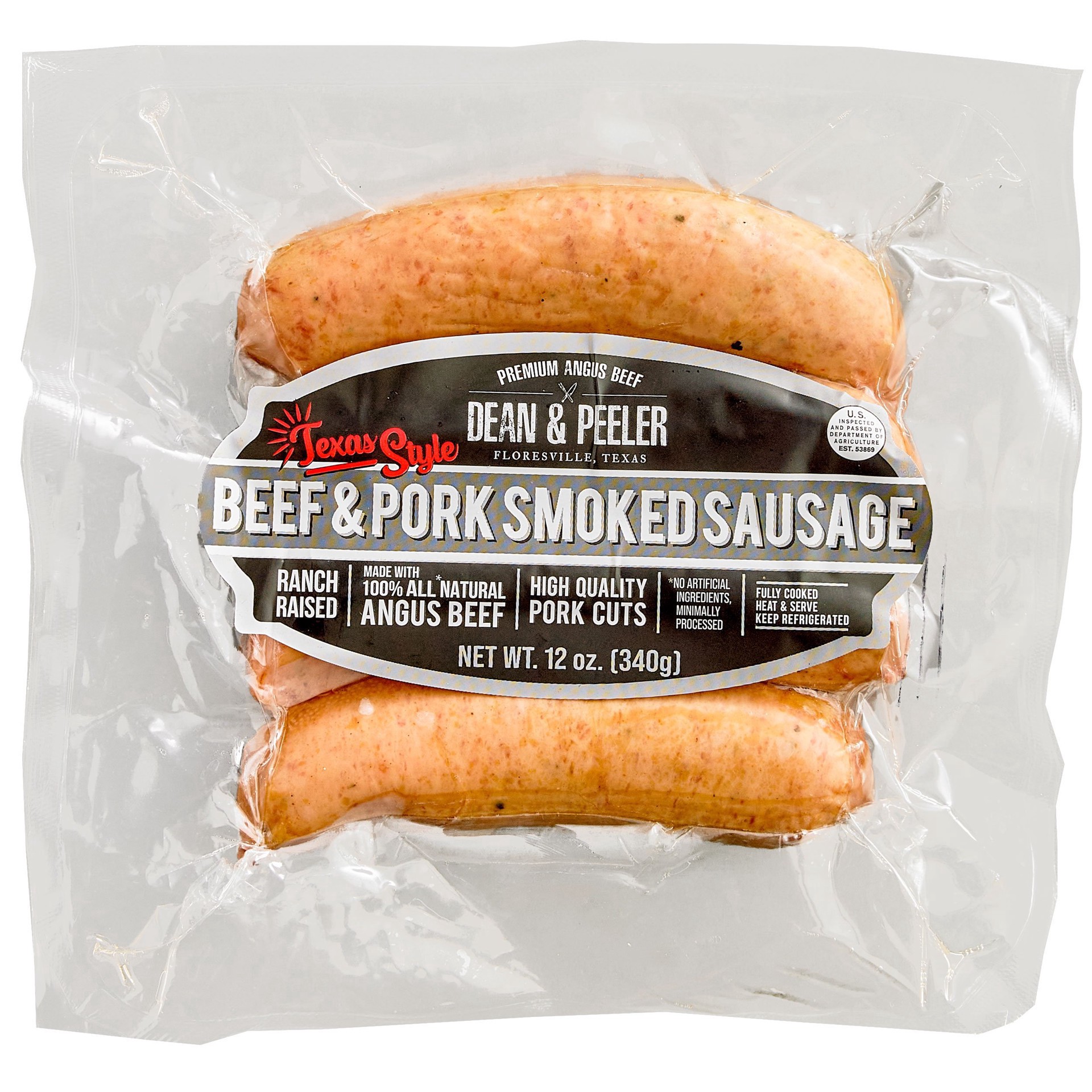 slide 1 of 1, Dean & Peeler Smoked Beef & Pork Sausage, 12 oz