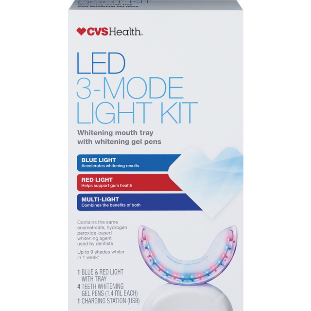 slide 1 of 1, Cvs Health Led Teeth Whitening Kit With Red & Blue Light, 1 ct