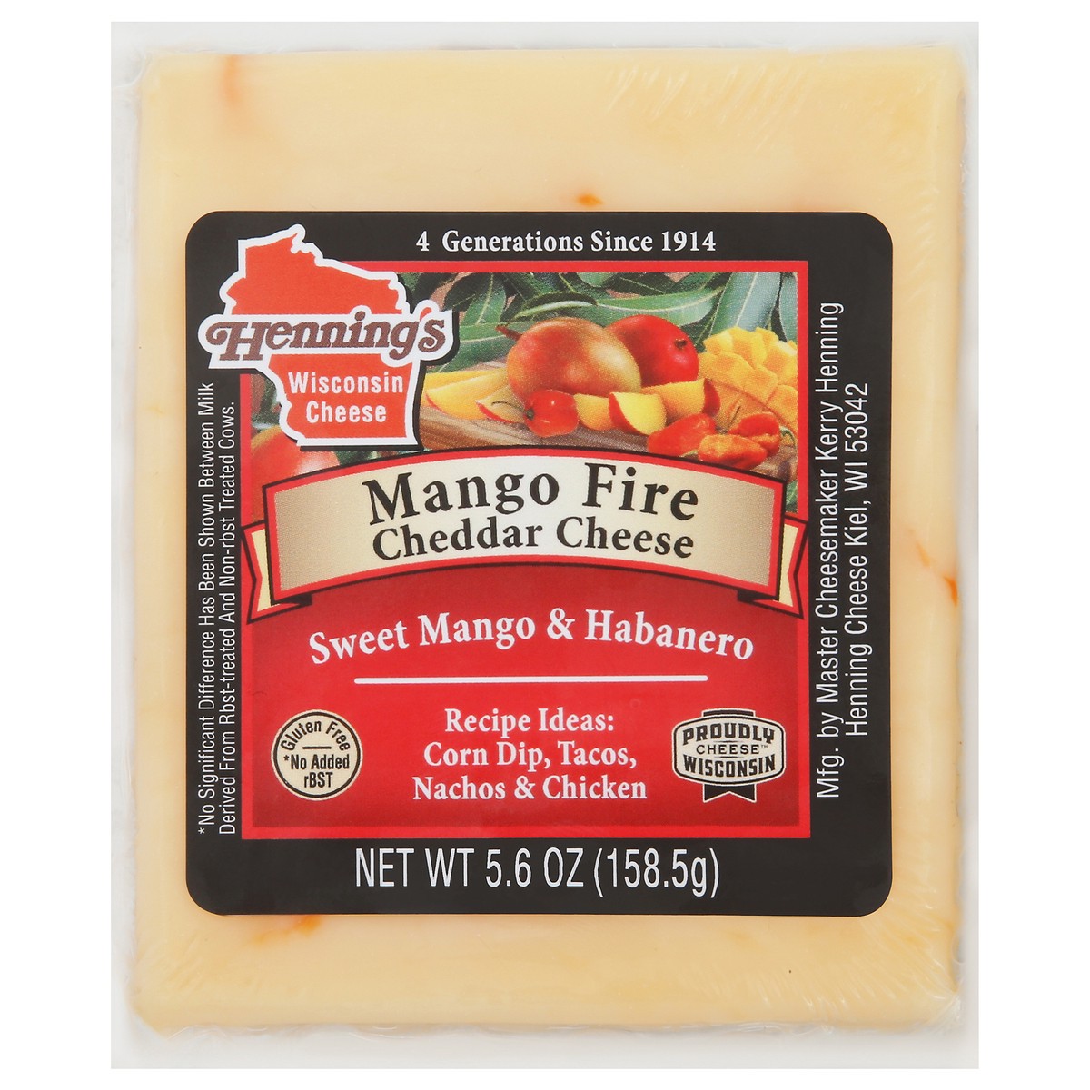 slide 1 of 1, Henning's Mango Fire Cheddar Cheese 5.6 oz, 5.6 oz