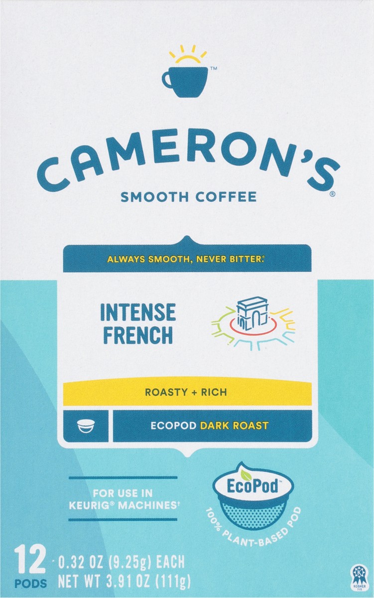 slide 5 of 9, Cameron's EcoPods Dark Roast Intense French Smooth Coffee 12 - 0.32 oz Pods, 12 ct