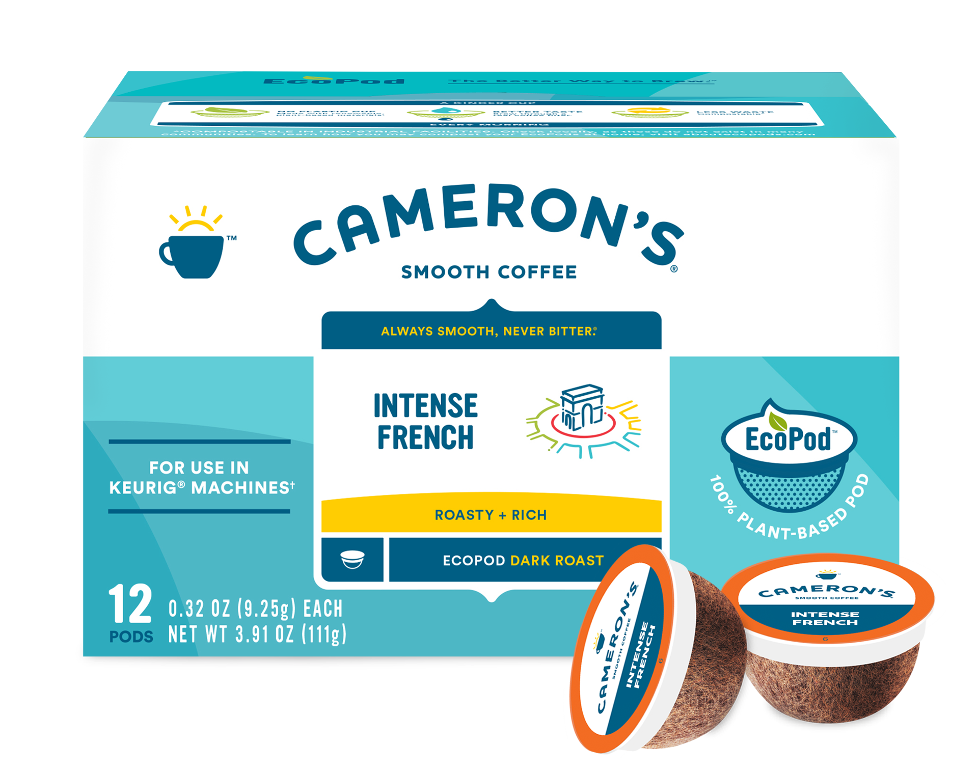 slide 1 of 9, Cameron's Coffee Single Serve Pods, Intense French, 12 Count, 3.91 oz