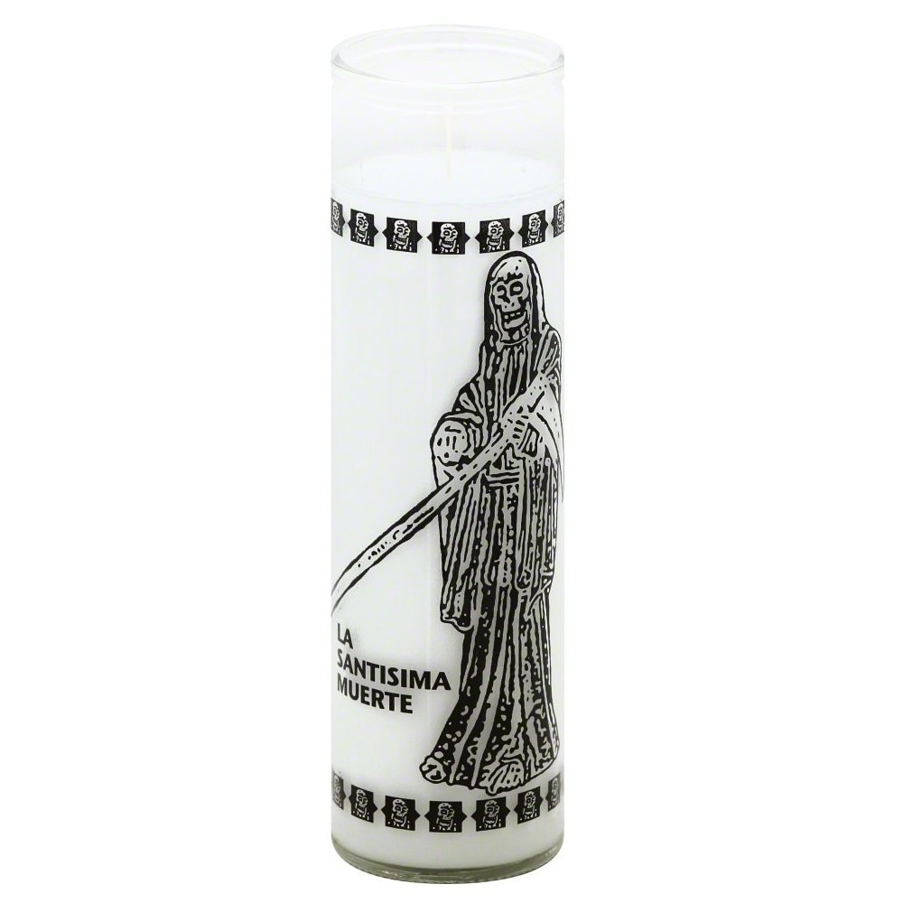 slide 1 of 1, St. Jude Candle Company La Santisima Muerte Glass Jar Candle - White, 8 in