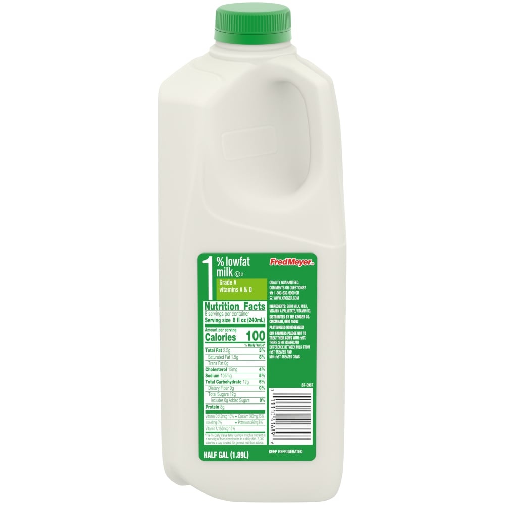 slide 1 of 1, Fred Meyer 1% Lowfat Milk, 1/2 gal