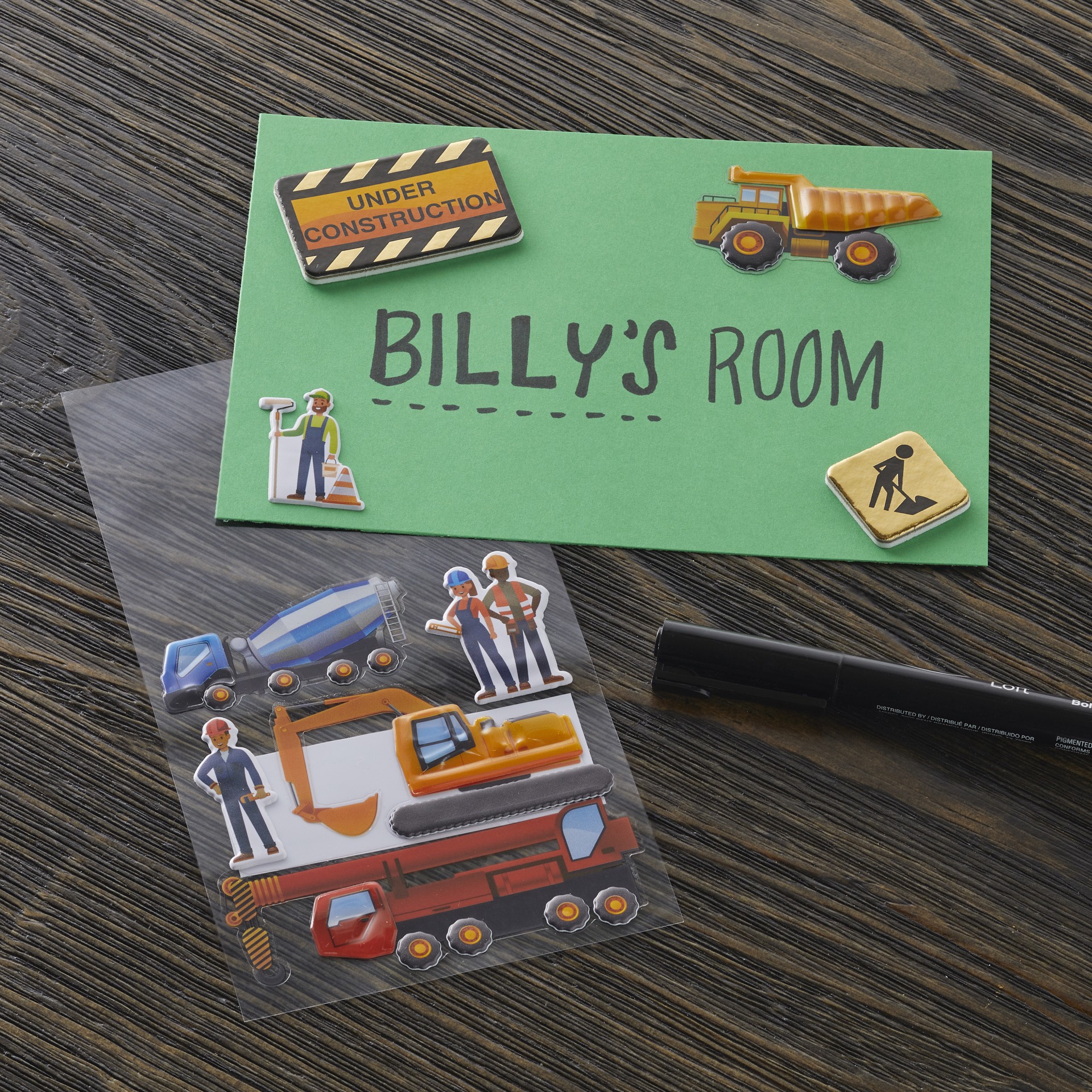 slide 5 of 5, Construction Worker Dimensional Stickers By Recollections, 4 in x 8.5 in