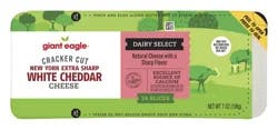 Giant Eagle New York Extra Sharp White Cheddar Cracker Cut Cheese, 24 Slices