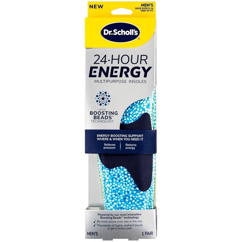 slide 1 of 13, Dr. Scholl's 24-Hour Energy Multipurpose Insoles, Returns Energy with every step, Relieves Foot Pressure & Tired Achy Feet, Memory Foam & Gel Insert, Men's Shoe Size 8-14, 1 Pair, 1 ct
