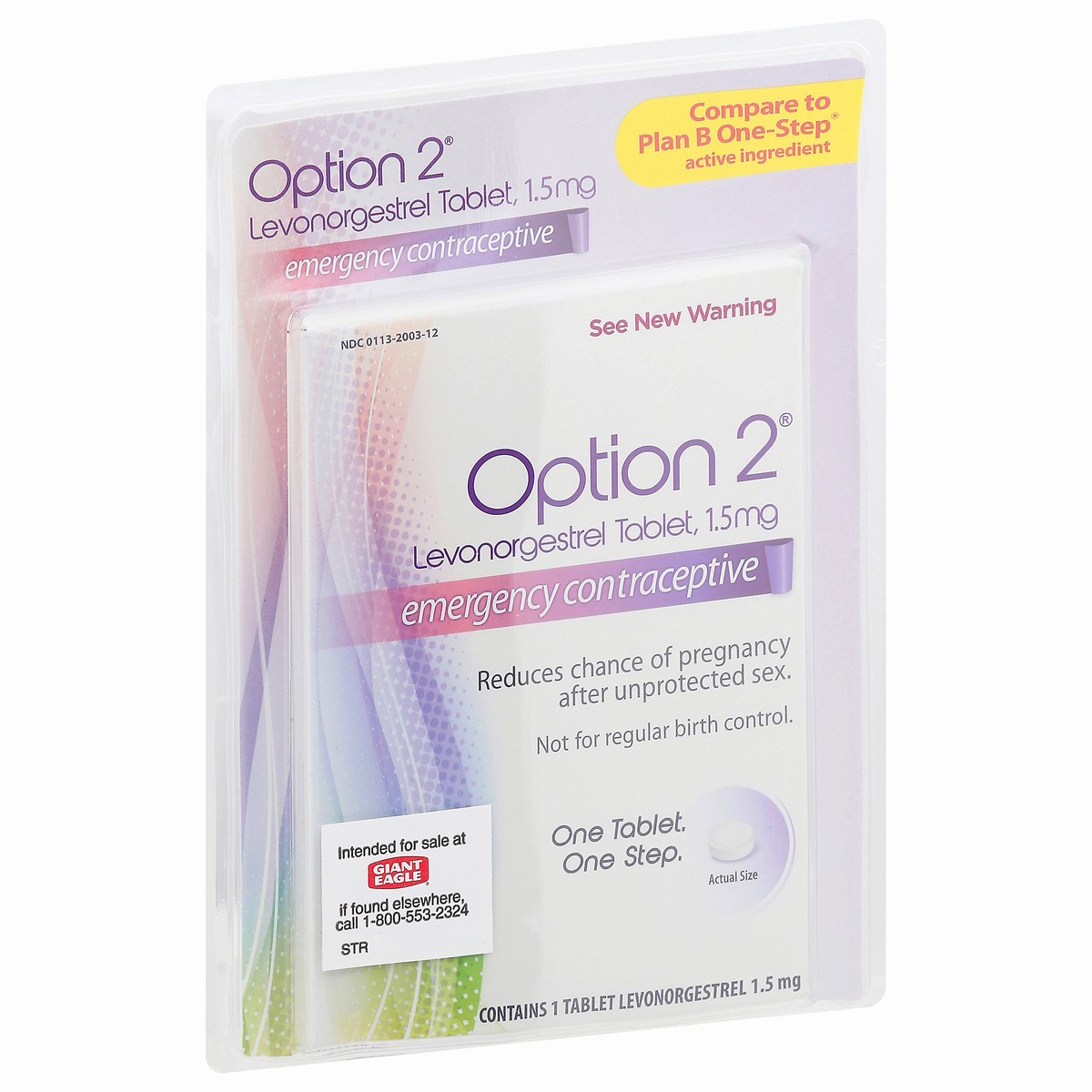 slide 8 of 14, Option 2 Levonorgestrel 1.5 mg Emergency Contraceptive 1 Tablet, 1 ct