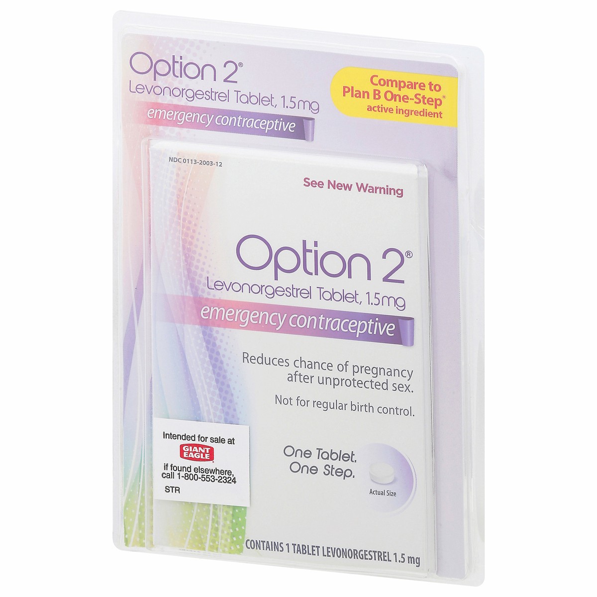 slide 3 of 14, Option 2 Levonorgestrel 1.5 mg Emergency Contraceptive 1 Tablet, 1 ct