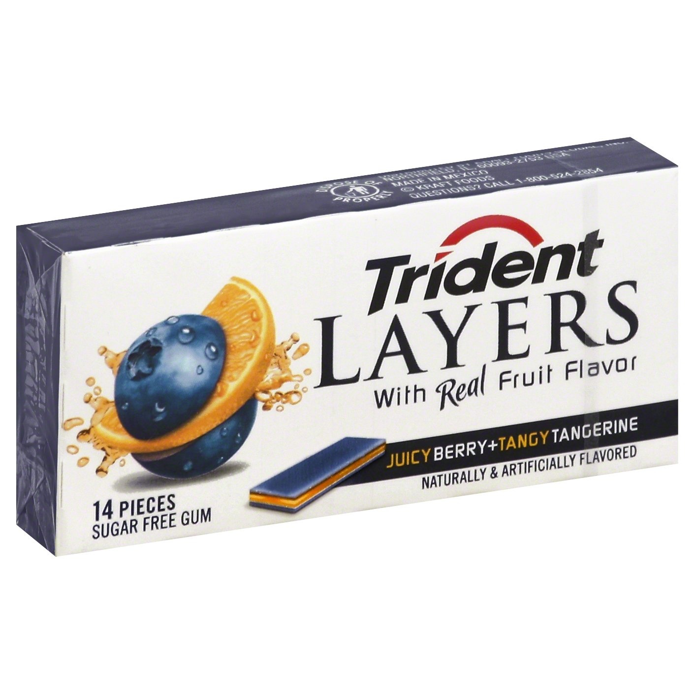 slide 1 of 1, Trident Layers Juicy Berry + Tangy Tangerine Sugar Free Gum, 14 ct