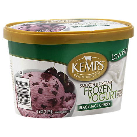slide 1 of 1, Kemps Yogurt Frozen Low Fat Smooth Creamy Black Jack Cherry, 1.5 qt