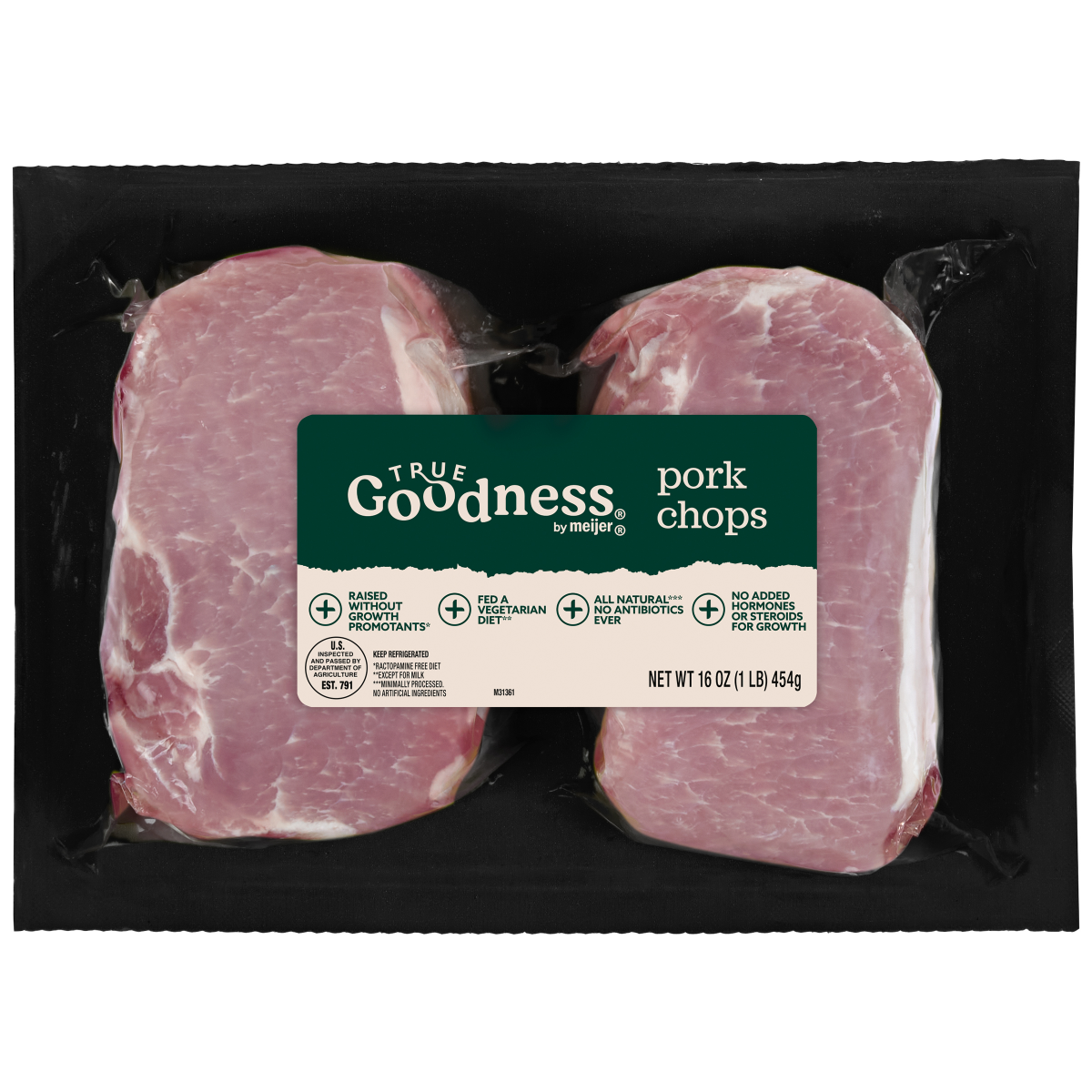 slide 1 of 5, True Goodness Pork Chops 16 Oz, 16 oz