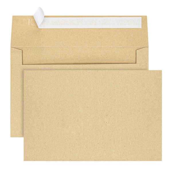 slide 1 of 5, Office Depot Brand Greeting Card Envelopes, A9, Clean Seal, Kraft, Box Of 25, 25 ct