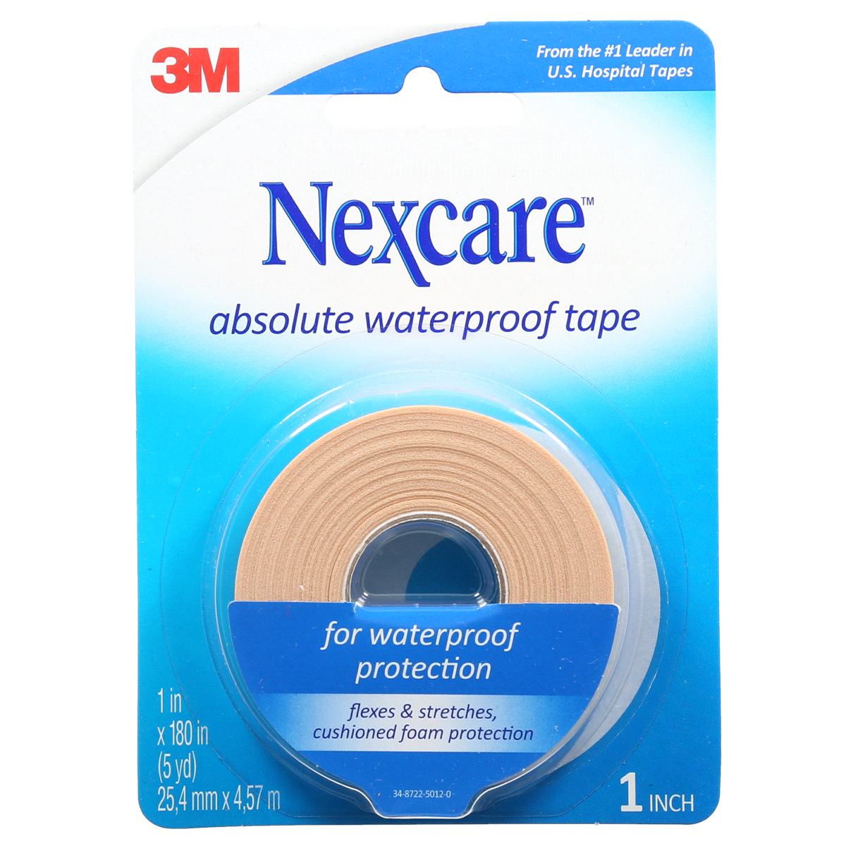 slide 1 of 3, Nexcare Absolute Waterproof First Aid Tape, Tan, 1 in x 5 yds, 180 in