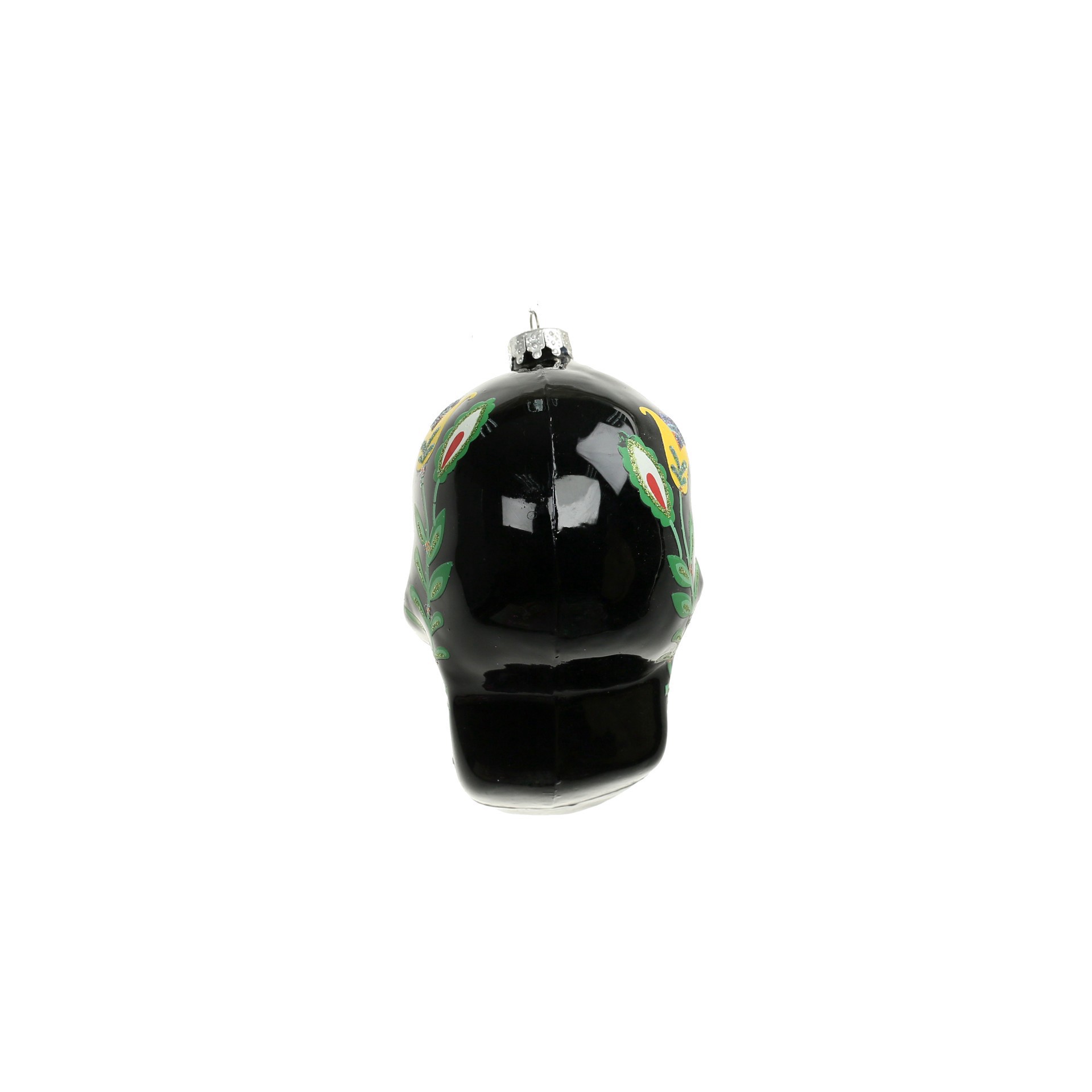 slide 3 of 4, 3.75" Black Sugar Skull Glass Ornament By Ashland, 3.75 in