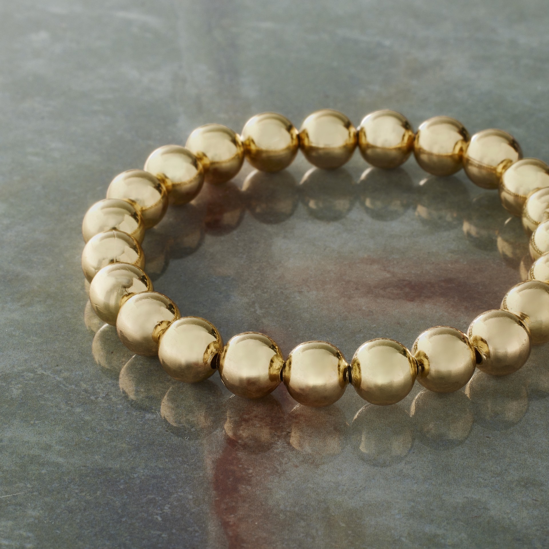 slide 2 of 3, 8mm Gold Round Beaded Charm Bracelet By Bead Landing, 8mm