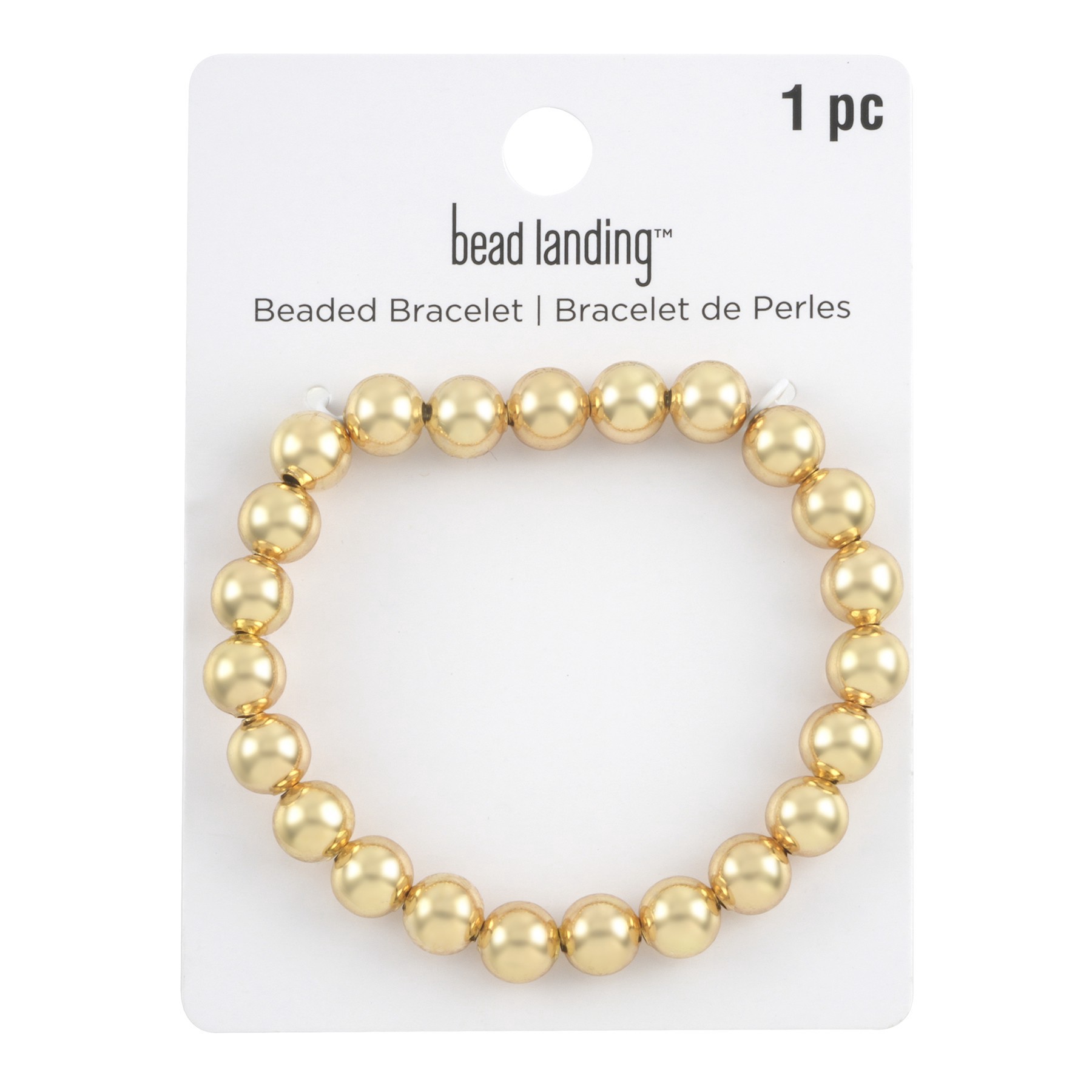 slide 3 of 3, 8mm Gold Round Beaded Charm Bracelet By Bead Landing, 8mm