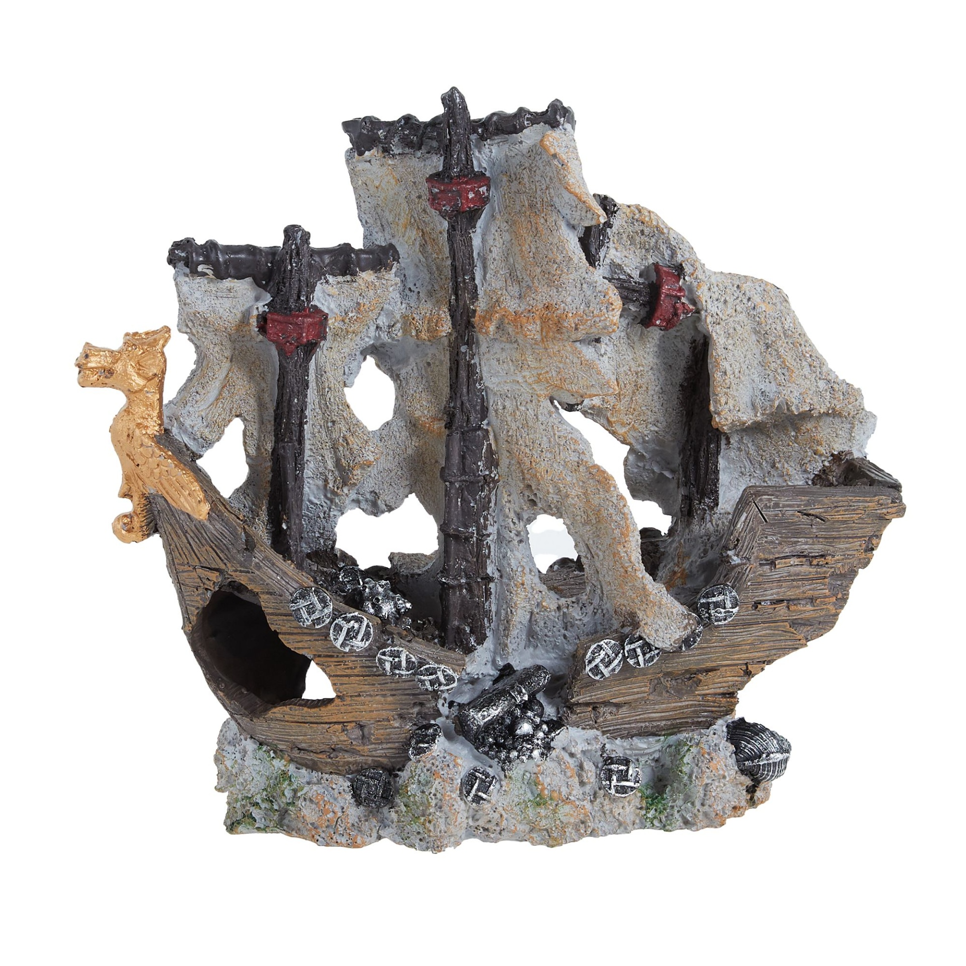 slide 1 of 1, Top Fin Sunken Ship Aquarium Ornament, 1 ct