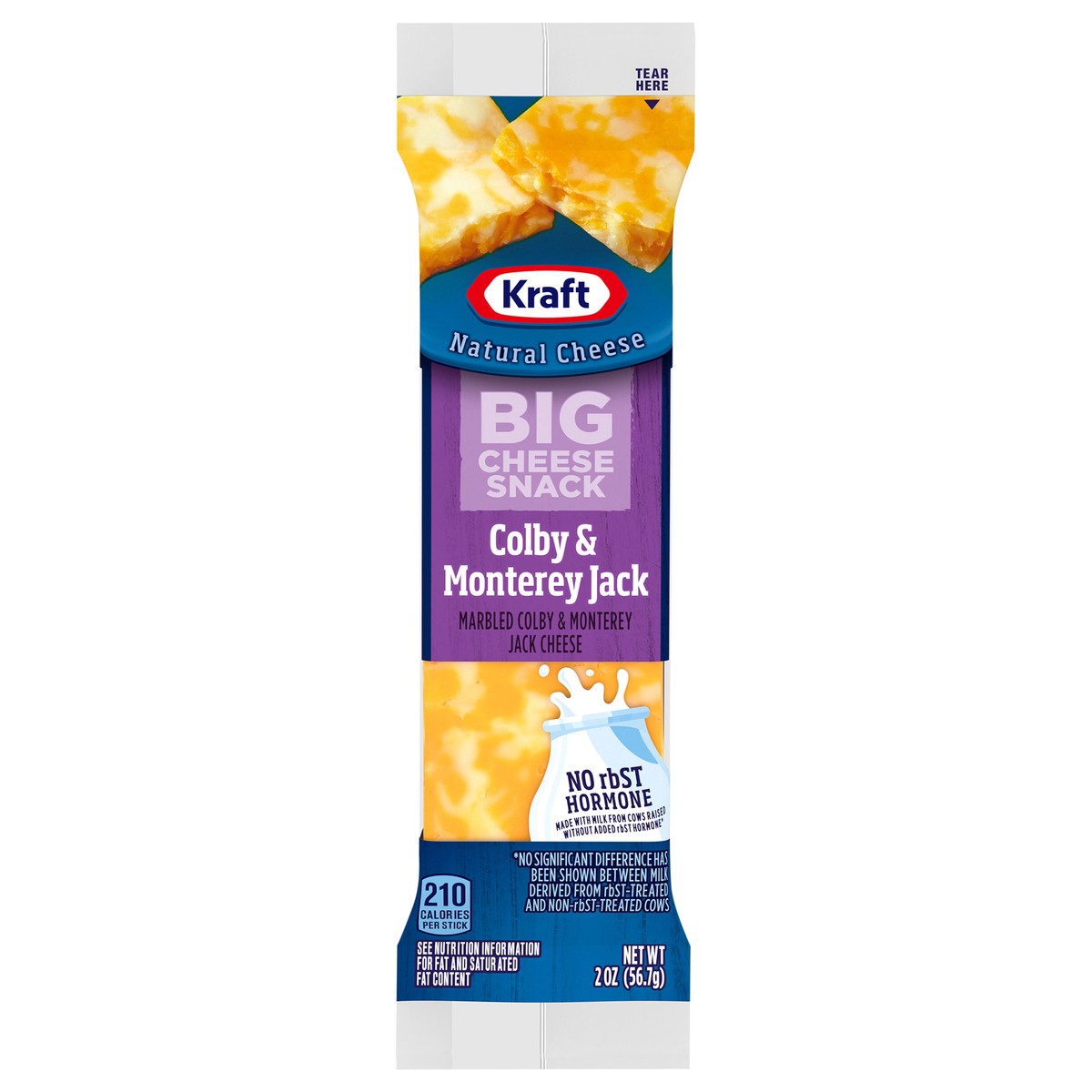 slide 1 of 8, Kraft Colby & Monterey Jack Marbled Big Cheese Snack Bar, 2 oz Stick, 2 oz