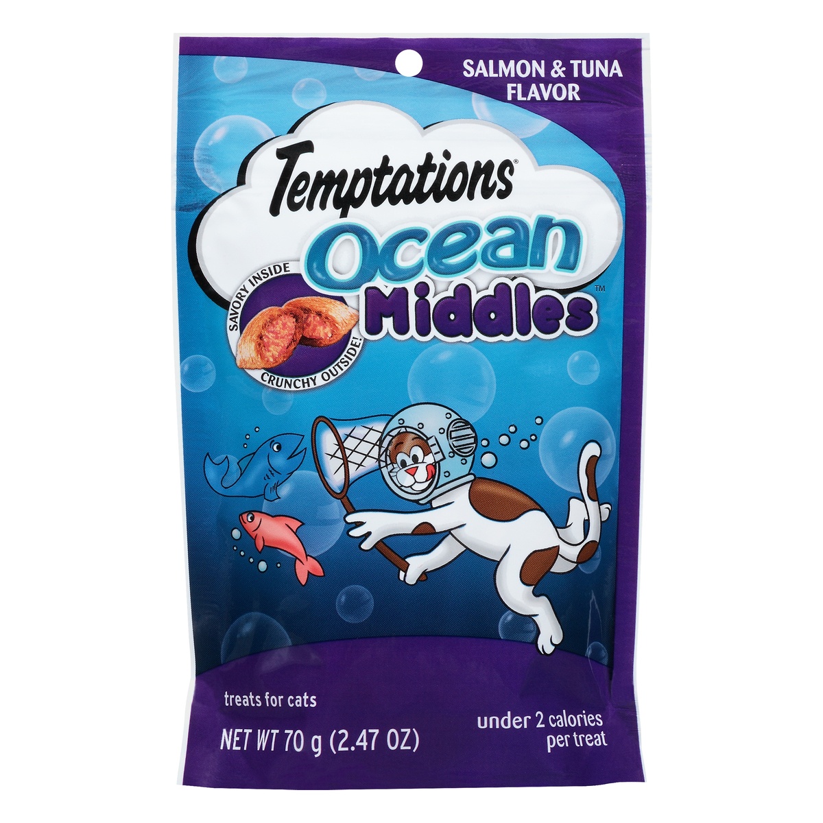 slide 1 of 6, Whiskas Temptations Cat Treats, Ocean Middles with Salmon, 2.47 oz