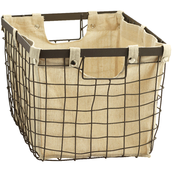 slide 1 of 1, Metal Basket with Linen Fabric, 1 ct