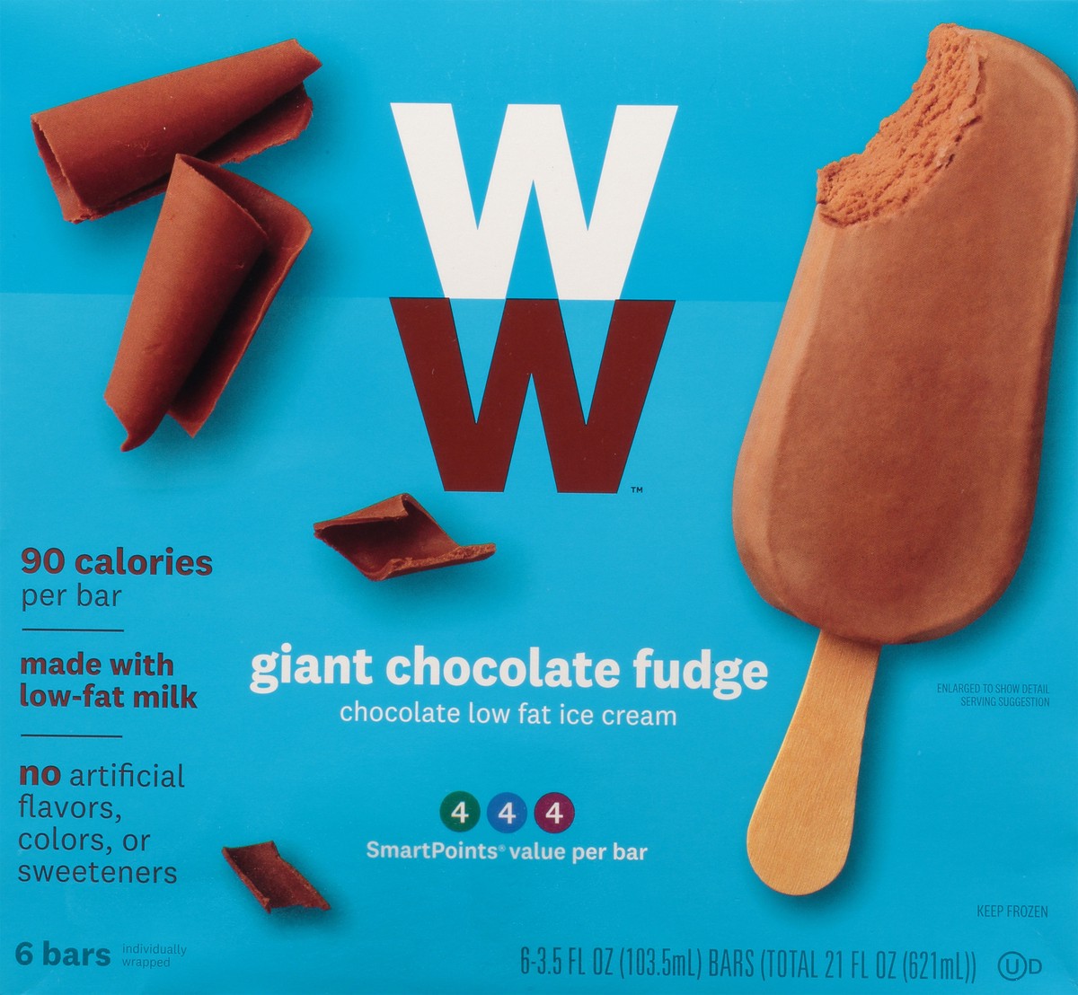 slide 3 of 14, WW Giant Chocolate Fudge Ice Cream Bars 6 - 3.5 fl oz Bars, 6 ct