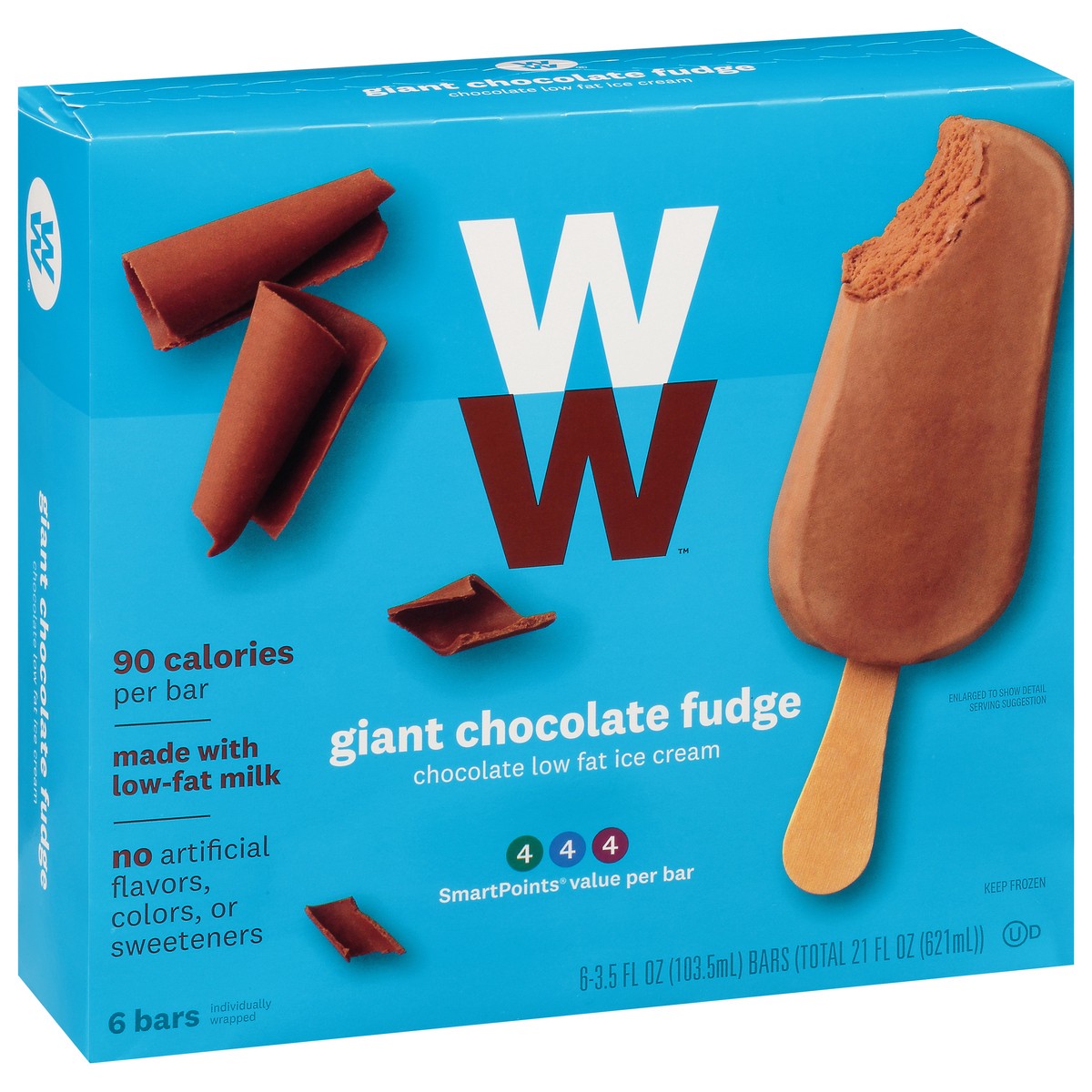slide 1 of 14, WW Weight Watchers Chocolate Fudge Ice Cream Giant Bar, 6pk, 6 ct