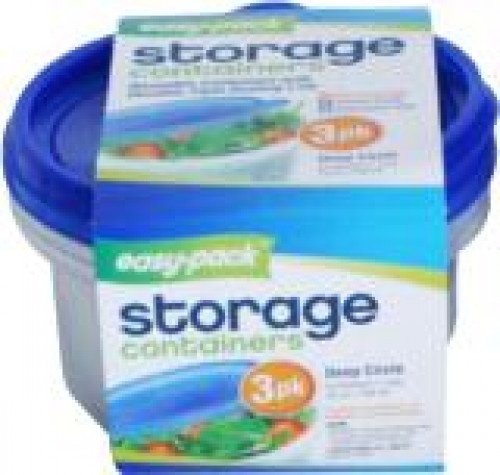 slide 1 of 1, Easy Pack Round Storage Containers, 3 ct