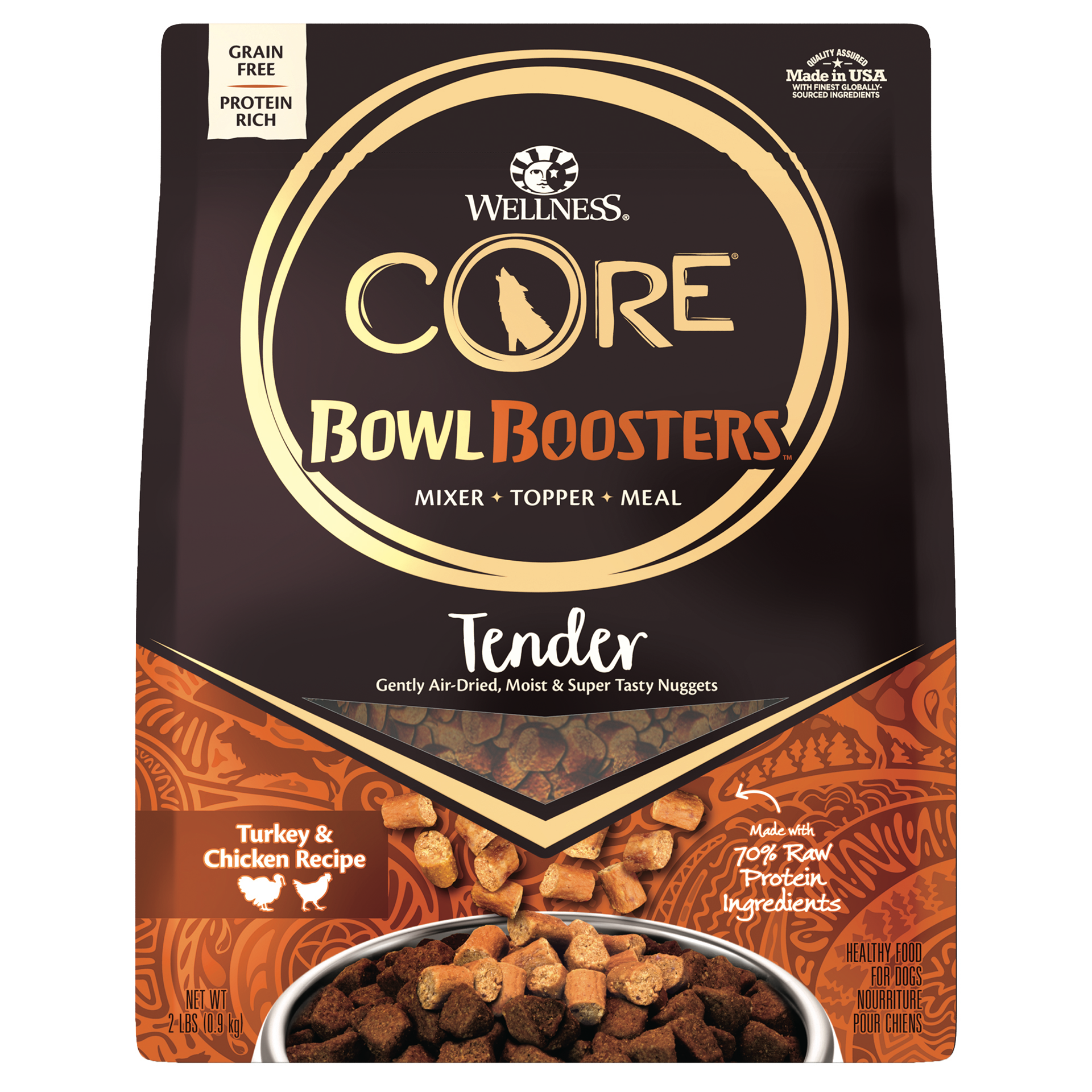 slide 1 of 5, Wellness CORE Bowl Boosters Tender Turkey & Chicken Recipe, 2-Pound Bag, 2 lb