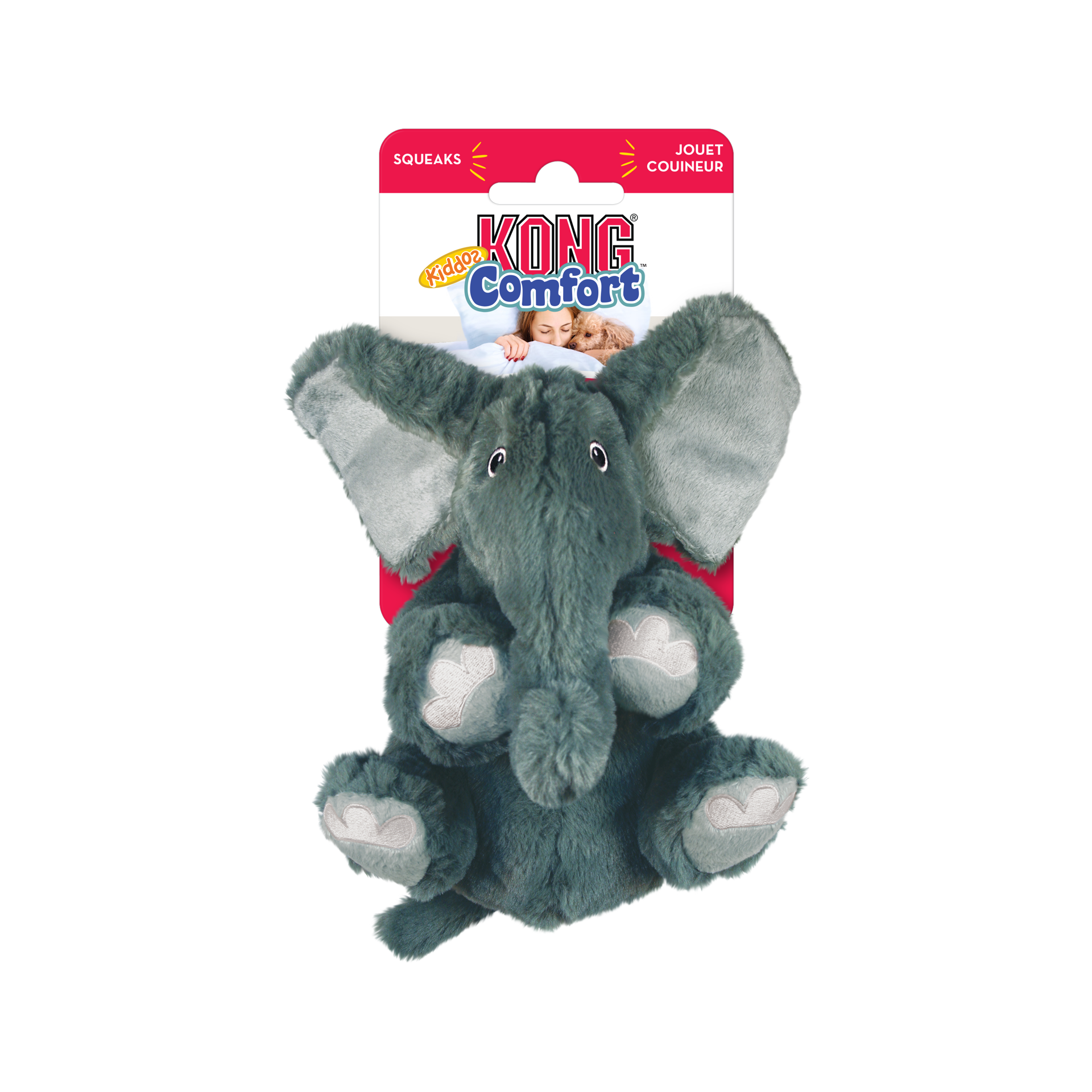 slide 2 of 3, KONG Kiddos Comfort Elephant Dog Toy - Gray - XS, 1 ct