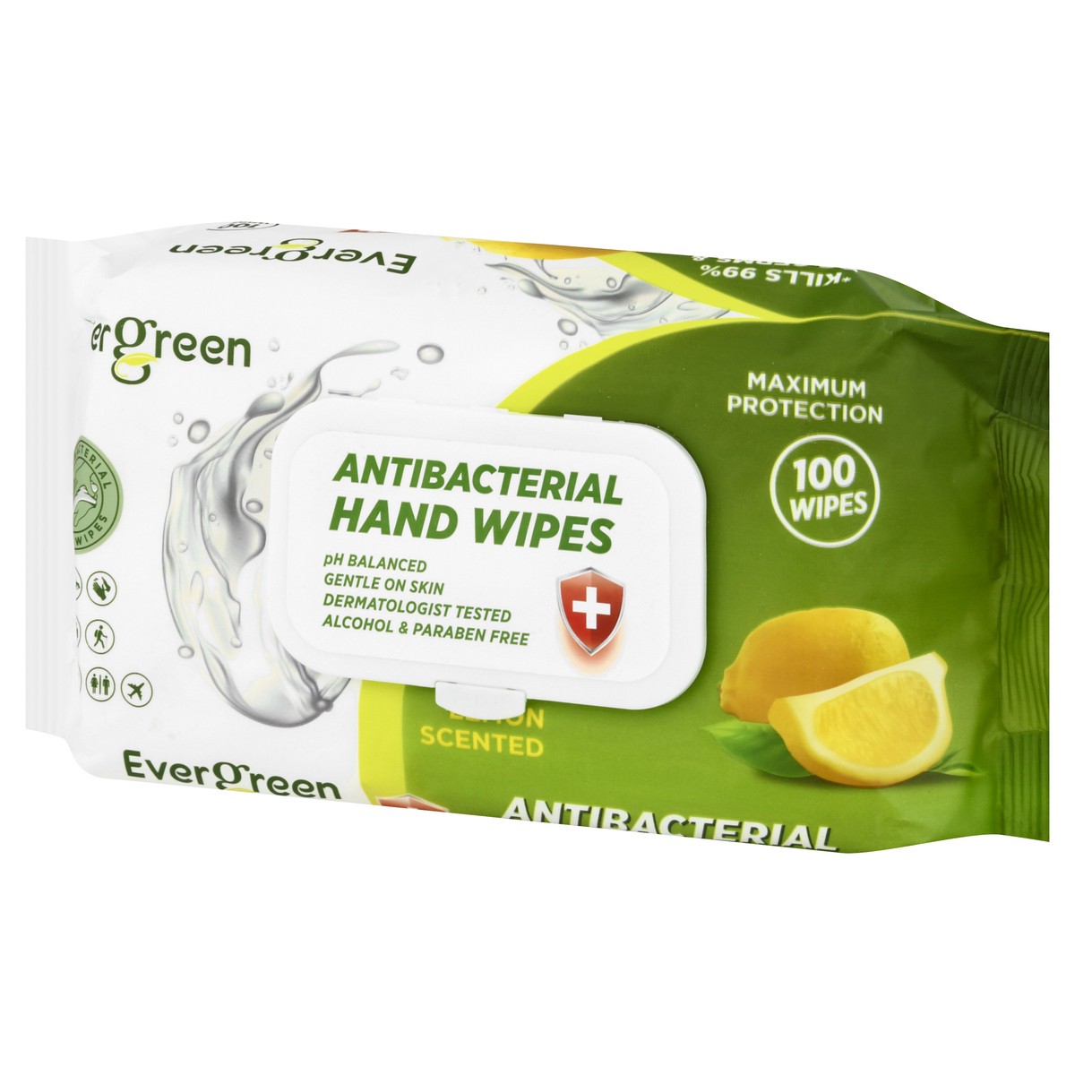 slide 4 of 11, Evergreen Antibacterial Lemon Scented Hand Wipes 100 ea, 100 ct