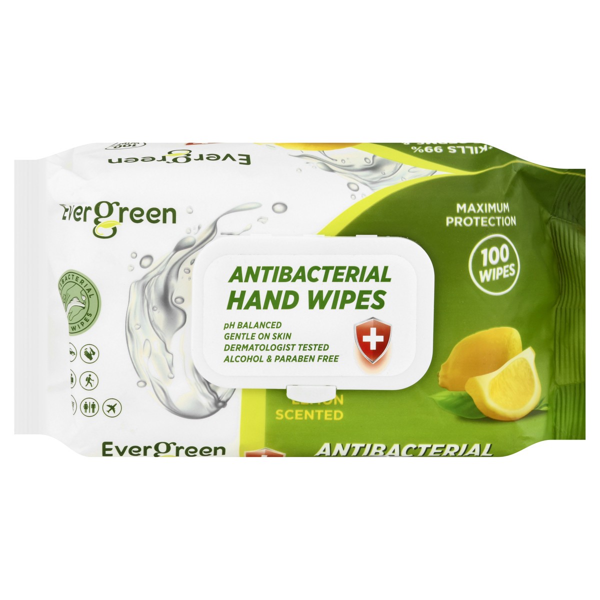 slide 1 of 11, Evergreen Antibacterial Lemon Scented Hand Wipes 100 ea, 100 ct