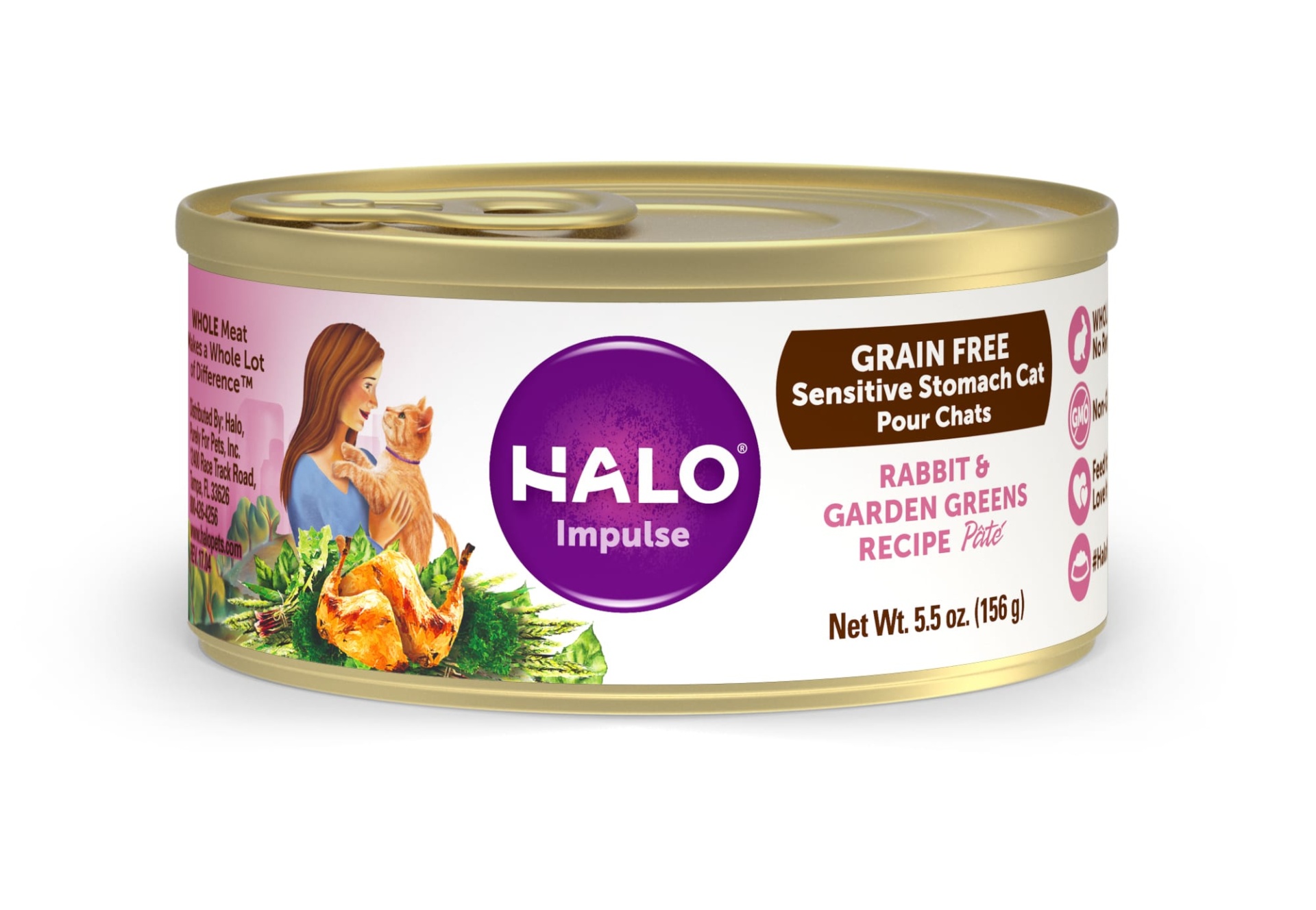 slide 1 of 1, Halo Impulse Rabbit & Greens Canned Cat Food, 5.5 oz