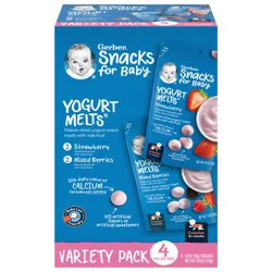 Gerber Stage 3 Baby Food Snacks, Strawberry & Mixed Berries Yogurt Melts, Baby Snacks, 4PK