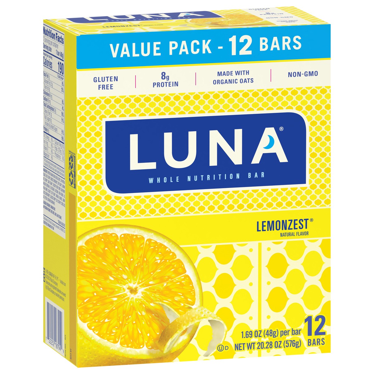 slide 2 of 9, LUNA Bar - LemonZest Flavor - Gluten Free Snack Bars - Non-GMO - Protein Bars - Made with Organic Oats - Value Pack (12 Pack), 12 ct