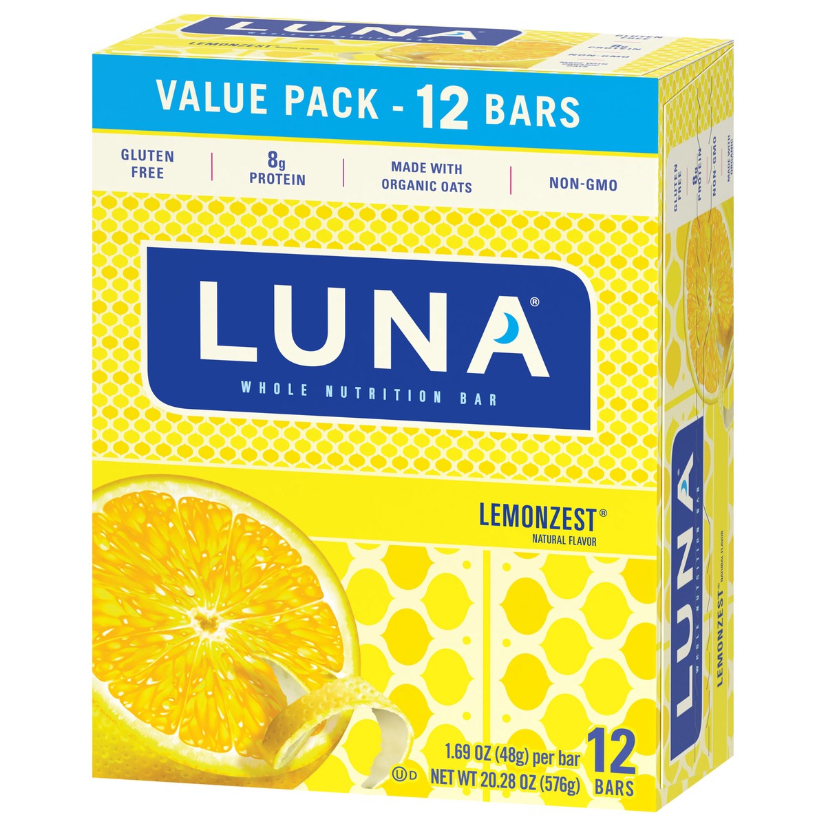 slide 6 of 9, LUNA Bar - LemonZest Flavor - Gluten Free Snack Bars - Non-GMO - Protein Bars - Made with Organic Oats - Value Pack (12 Pack), 12 ct