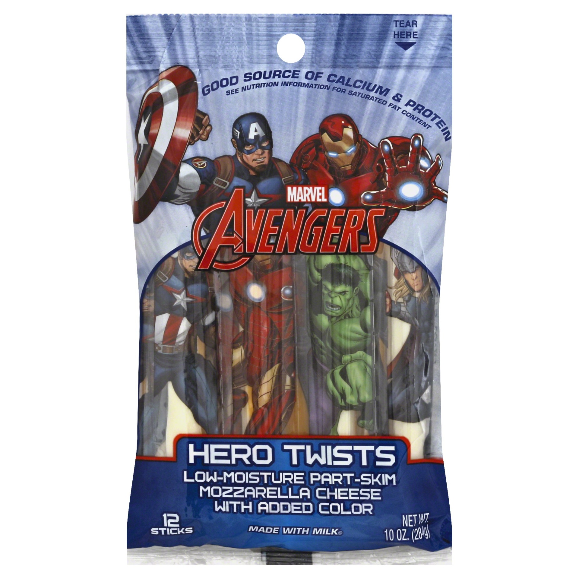 slide 1 of 1, Marvel Avengers Hero Twists Mozzarella String Cheese 12 ct Bag, 10 oz