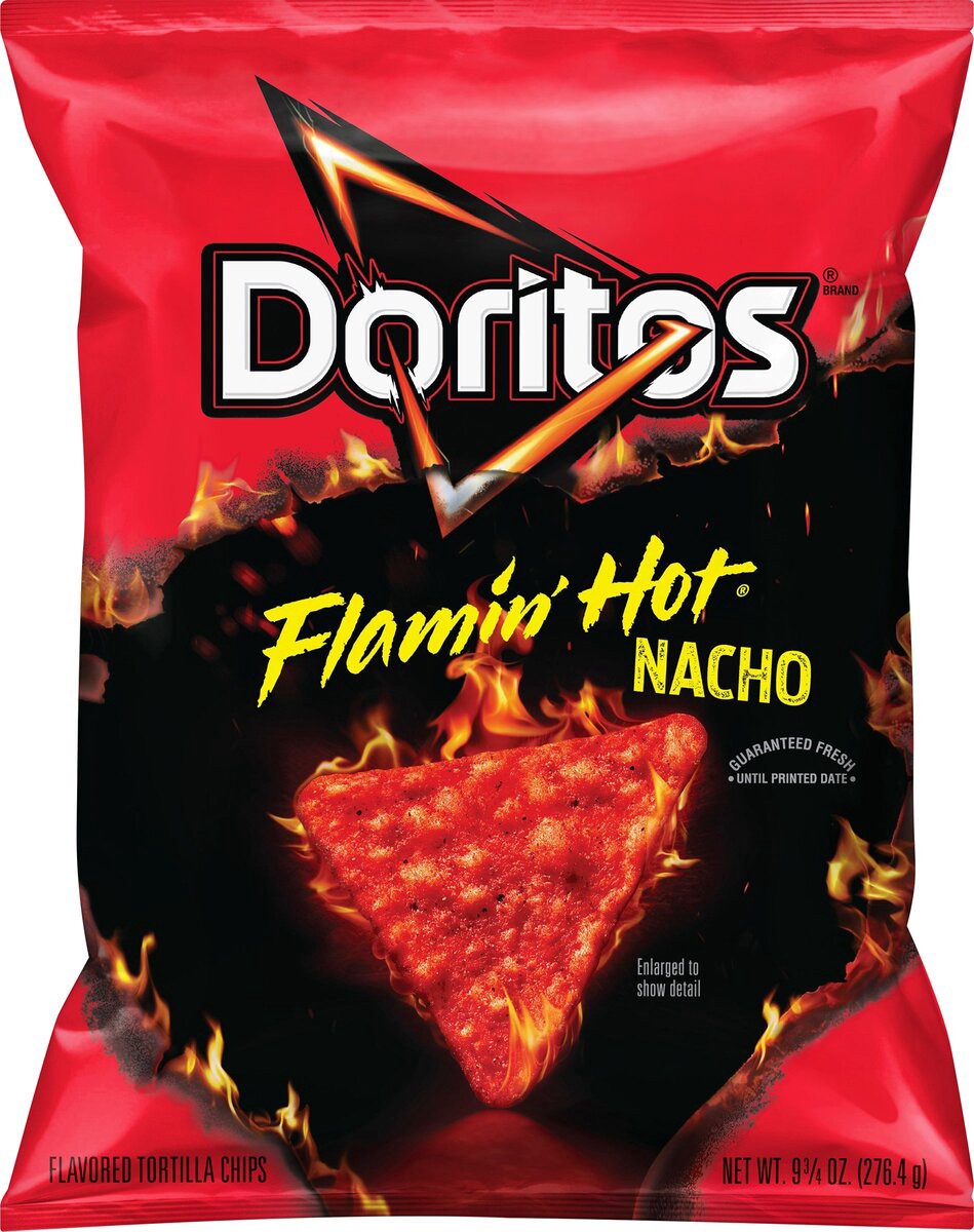 slide 7 of 7, Doritos Tortilla Chips Flamin' Hot Nacho Flavored 9 3/4 Oz, 9.75 oz