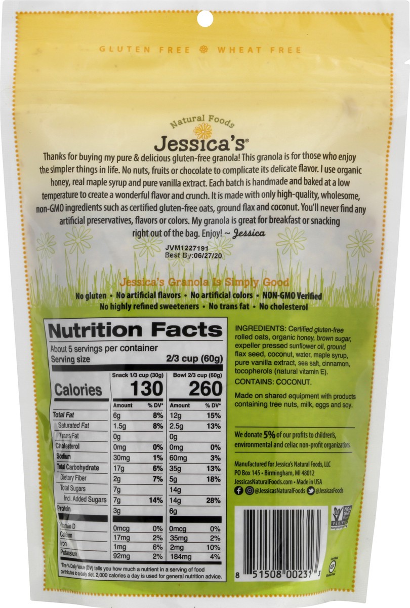 slide 3 of 8, Jessica's Natural Foods Gluten Free Vanilla Maple Granola 11 oz, 11 oz